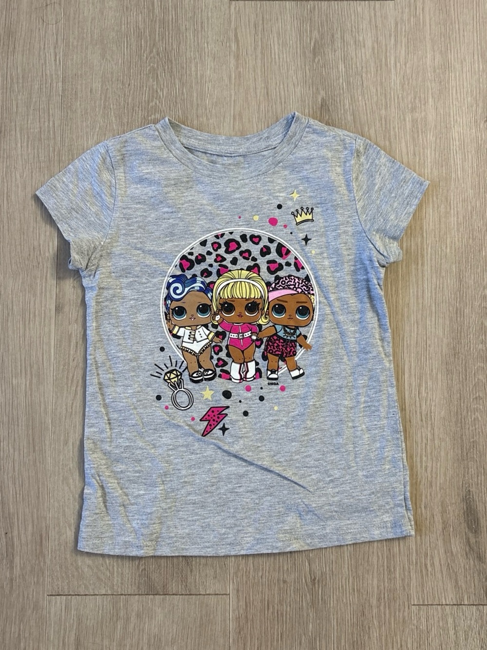 L.O.L. Surprise Girls Gray T-Shirt Graphic Tee Size 6/6X